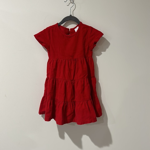 • Hanna Andersson • Corduroy Tiered Swing Short Sleeve Dress Red 4 - Picture 2 of 4